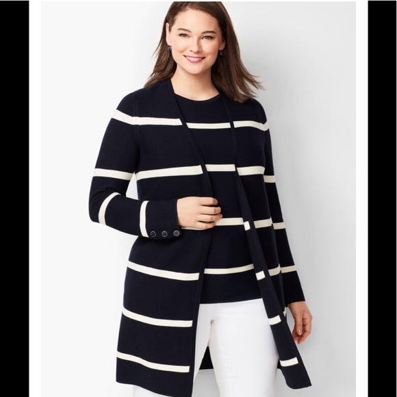 Talbots Sweaters - Talbot’s Open Front Stripe Cardigan